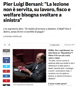 L'intervista di Repubblica a Pierluigi Bersani