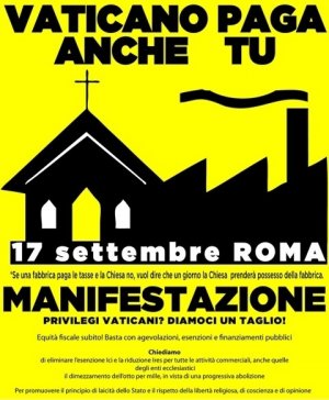 Vaticano pagaci la manovra. 17 settembre manifestazione a Roma