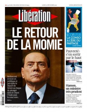Libération dedica la prima a Berlusconi: "Il ritorno della Mummia"