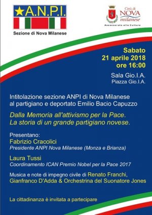 Intitolazione sezione ANPI di Nova Milanese al Partigiano e Deportato Emilio Bacio Capuzzo