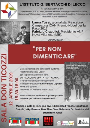 Formazione Docenti: Ponti di memoria tra narratori e testimoni di pace. Per non dimenticare