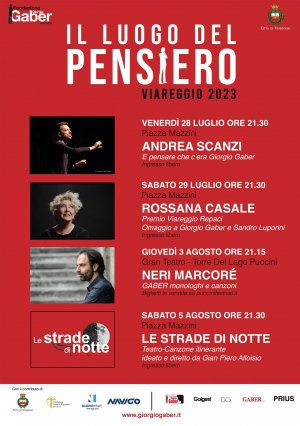Viareggio "Il Luogo Del Pensiero". La manifestazione, realizzata da Fondazione Gaber, con il Comune di Viareggio
