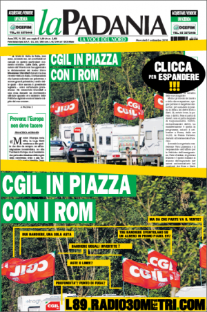 La Padania: “Cgil in piazza coi rom”. Ma la foto è ritoccata