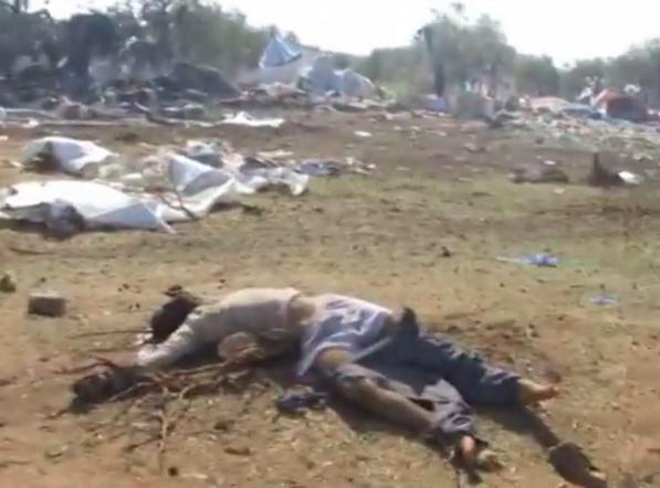 Fermo immagine di uno dei video girati dopo il bombardamento su Abdin (Internet)