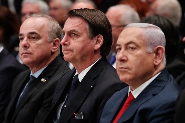 Il presidente brasiliano Jair Bolsonaro e Benjamin Netanyahu alla cerimonia di apertura della missione commerciale Brasile-Israele, 2 aprile 2019