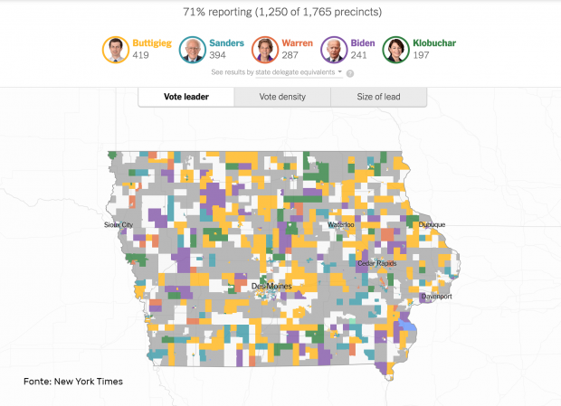 Mappa New York Times Iowa distretti