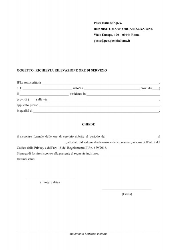 Modulo richiesta timbrature Modulo richiesta timbrature